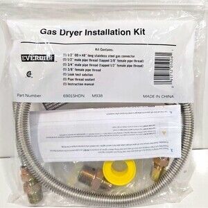 Gas Dryer Installation Kit  Everbilt 48" Stainless Steel 69015HDN New In Package